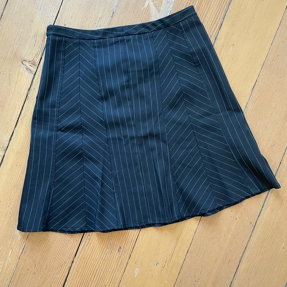 G.H Bass vintage pinstripe midi knee length a-line fit and flare corporate skirt